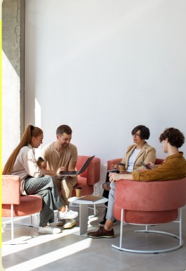 Colleagues working together in a modern office