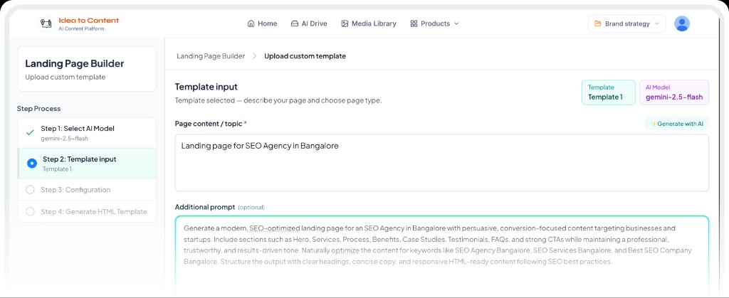 Landing Pages product interface preview