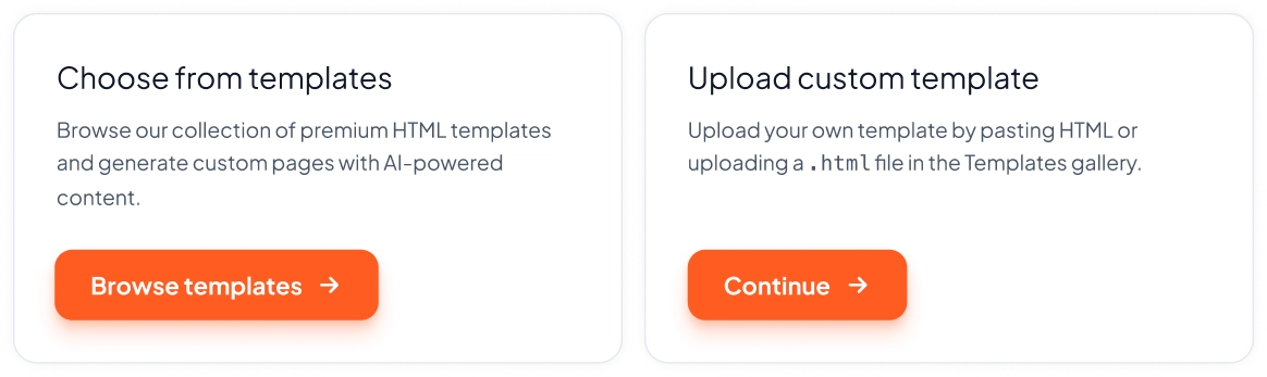 Choose Your Template - Browse templates or upload custom template