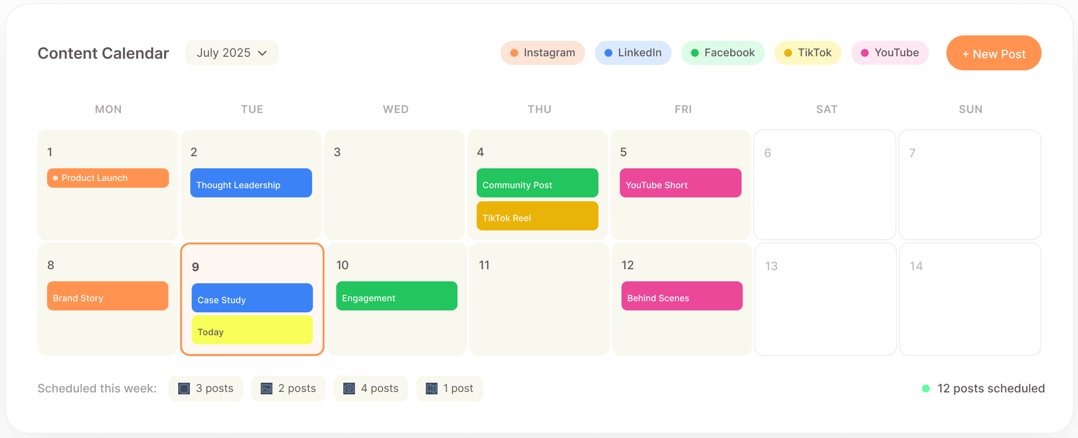 Social Media Content Calendar