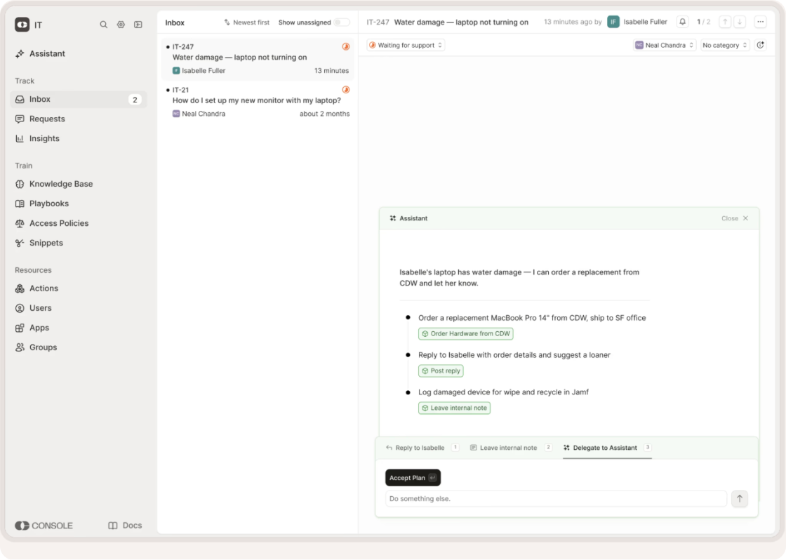 Customer data platform inbox and assistant interface